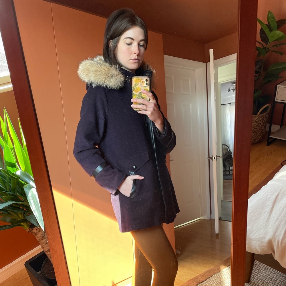 Pendleton wool coat with fur hood